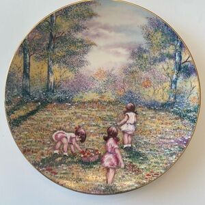 Vintage Plate 1977 "Picking Flowers" from Original Painting by Dominic Mingolla
